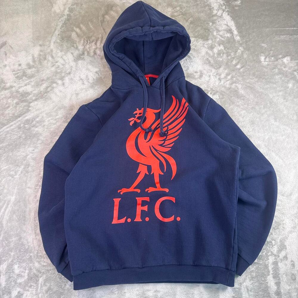 Liverpool FC Hoodie Mens Large Navy Red Crest Pullover Soccer Football LFC
